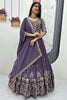 Amazing Purple Sequins Georgette Reception Wear Gown With Dupatta