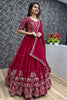 Fabulous Red Thread Work Georgette Festival Wear Gown With Dupatta