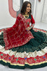 Stunning Bottle Green Thread Work Cotton Navratri Lehenga Choli