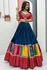 Bewitching Blue Sequins Cotton Navratri Lehenga Choli With Dupatta