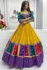 Fascinating Yellow Thread Work Cotton Navratri Lehenga Choli