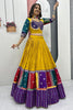 Fascinating Yellow Thread Work Cotton Navratri Lehenga Choli