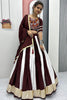 Pretty Maroon Gamthi Work Cotton Navratri Lehenga Choli With Dupatta