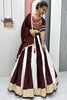 Pretty Maroon Gamthi Work Cotton Navratri Lehenga Choli With Dupatta