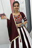 Pretty Maroon Gamthi Work Cotton Navratri Lehenga Choli With Dupatta