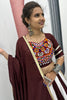 Pretty Maroon Gamthi Work Cotton Navratri Lehenga Choli With Dupatta