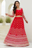 Mesmerizing Red Foil Work Georgette Wedding Lehenga Choli With Dupatta