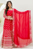 Mesmerizing Red Foil Work Georgette Wedding Lehenga Choli With Dupatta