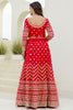 Mesmerizing Red Foil Work Georgette Wedding Lehenga Choli With Dupatta