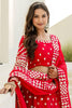 Mesmerizing Red Foil Work Georgette Wedding Lehenga Choli With Dupatta