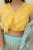 Tantalizing Sky Blue Foil Work Organza Party Wear Lehenga Choli