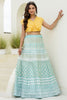 Tantalizing Sky Blue Foil Work Organza Party Wear Lehenga Choli