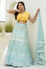 Tantalizing Sky Blue Foil Work Organza Party Wear Lehenga Choli