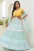 Tantalizing Sky Blue Foil Work Organza Party Wear Lehenga Choli