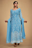 Beautiful Sky-Blue Dori Work Georgette Festival Wear Pant Suit
