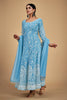 Beautiful Sky-Blue Dori Work Georgette Festival Wear Pant Suit