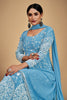 Beautiful Sky-Blue Dori Work Georgette Festival Wear Pant Suit
