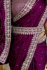 Graceful Wine Sequins Silk  Work Engagement Wear Saree With Blouse