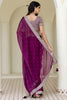 Graceful Wine Sequins Silk  Work Engagement Wear Saree With Blouse