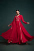 Captivating Red Lace Work Georgette Festival Wear Gown With Dupatta