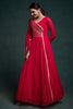 Captivating Red Lace Work Georgette Festival Wear Gown With Dupatta