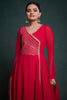 Captivating Red Lace Work Georgette Festival Wear Gown With Dupatta