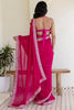 Adorable Rani Pink Sequins Silk Reception Wear Saree With Blouse