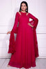 Attractive Pink Georgette Reception Wear Gown With Dupatta