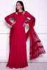 Attractive Pink Georgette Reception Wear Gown With Dupatta