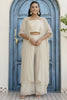 Magnetic Off-White Georgette Party Wear Palazzo Top With Shrug