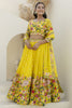 Luxurious Yellow Floral Embroidered Organza Haldi Wear Lehenga Choli