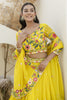 Luxurious Yellow Floral Embroidered Organza Haldi Wear Lehenga Choli