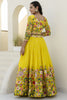 Luxurious Yellow Floral Embroidered Organza Haldi Wear Lehenga Choli