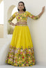 Luxurious Yellow Floral Embroidered Organza Haldi Wear Lehenga Choli