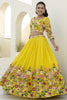 Luxurious Yellow Floral Embroidered Organza Haldi Wear Lehenga Choli
