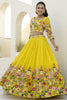 Luxurious Yellow Floral Embroidered Organza Haldi Wear Lehenga Choli