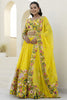 Luxurious Yellow Floral Embroidered Organza Haldi Wear Lehenga Choli