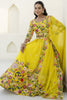 Luxurious Yellow Floral Embroidered Organza Haldi Wear Lehenga Choli