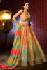 Adorable Yellow Printed Organza Haldi Wear Lehenga Choli With Dupatta