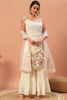 Stunning Off-White Sequins Georgette Traditional Sharara Suit
