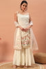 Stunning Off-White Sequins Georgette Traditional Sharara Suit