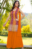 Fascinating Orange Embroidered Georgette Haldi Wear Sharara Suit