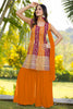 Fascinating Orange Embroidered Georgette Haldi Wear Sharara Suit
