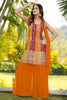 Fascinating Orange Embroidered Georgette Haldi Wear Sharara Suit