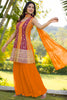 Fascinating Orange Embroidered Georgette Haldi Wear Sharara Suit