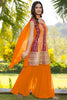 Fascinating Orange Embroidered Georgette Haldi Wear Sharara Suit