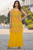 Spectacular Yellow Sequins Chinon Haldi Wear Palazzo Suit