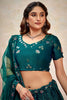 Stunning Teal Green Sequins Net Wedding Lehenga Choli With Dupatta