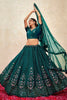 Stunning Teal Green Sequins Net Wedding Lehenga Choli With Dupatta