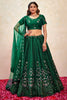 Adorable Green Sequins Net Mehendi Wear Lehenga Choli With Dupatta